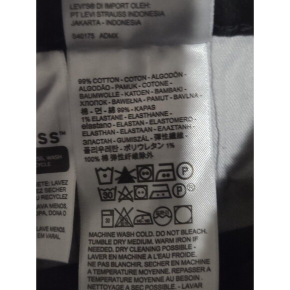 Levis 511 Jeans Mens 34x29 Black Slim Fit Stretch Denim Tapered Skater Grunge - Picture 8 of 9